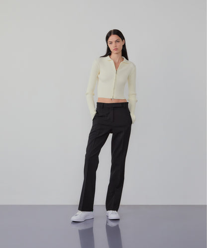 Slim zipped knit top