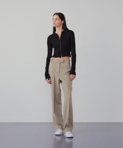 Slim zipped knit top