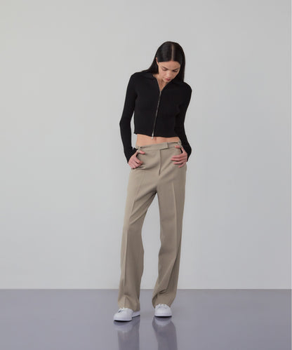 Slim zipped knit top