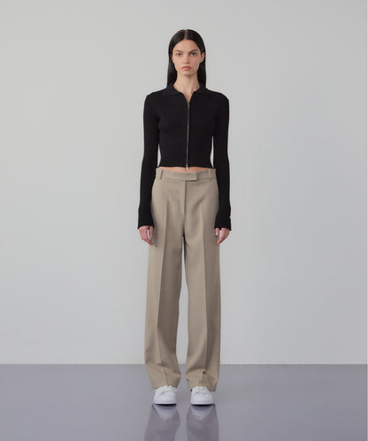 Slim zipped knit top