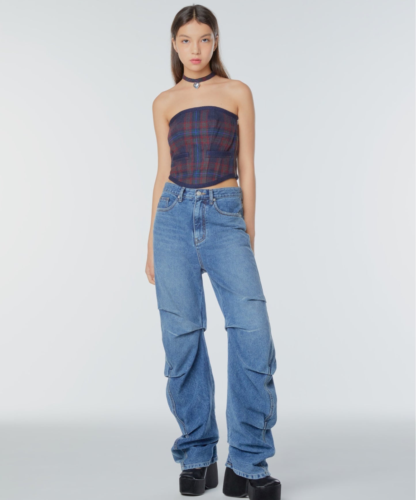 Shirred jeans