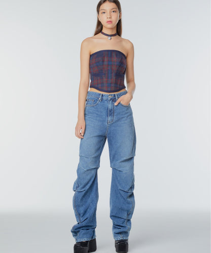 Shirred jeans
