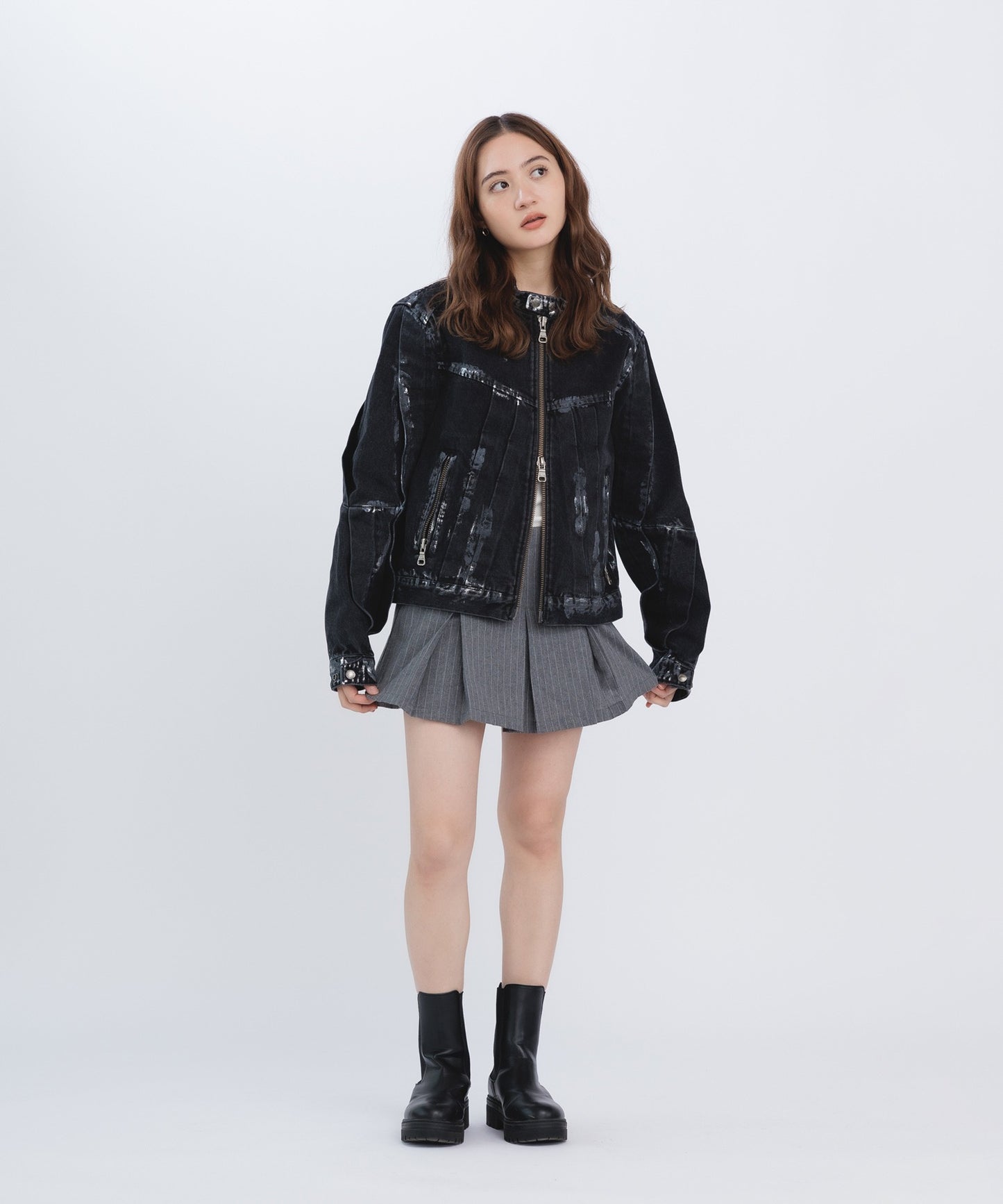 WAX COATED DENIM MOTORCYCLE JACKET