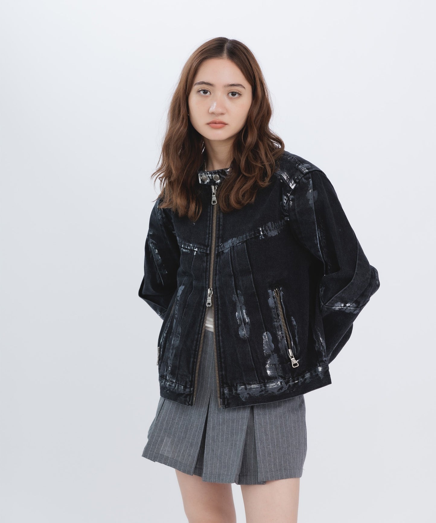 WAX COATED DENIM MOTORCYCLE JACKET