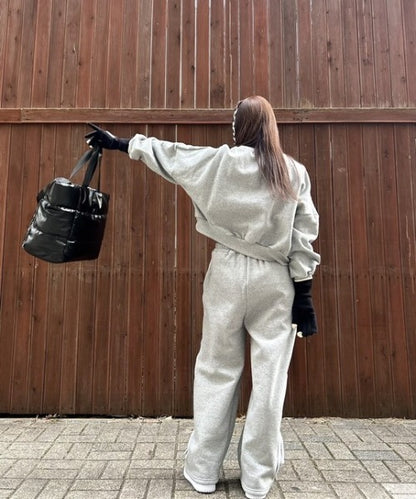 裏起毛ハート刺繍クロップド丈スウェット