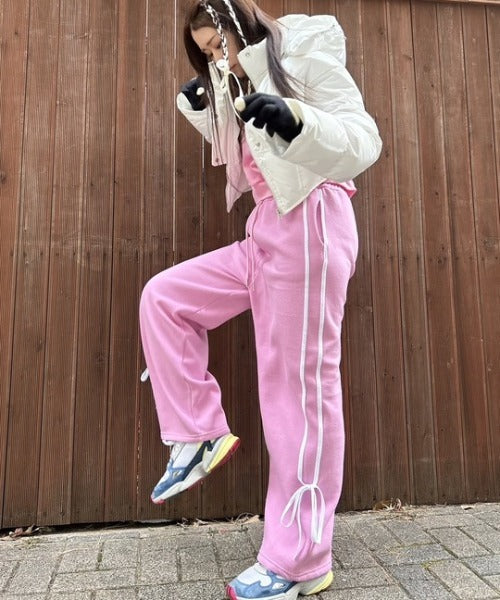ipugo/イプゴ 裏起毛サイドテープリボンスウェットパンツ