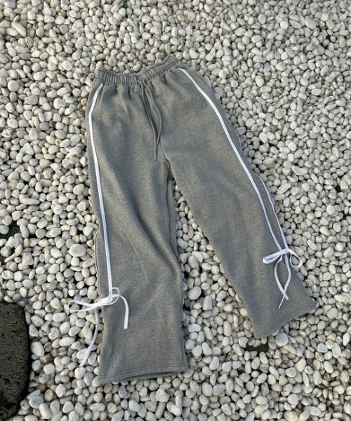 ipugo/イプゴ 裏起毛サイドテープリボンスウェットパンツ