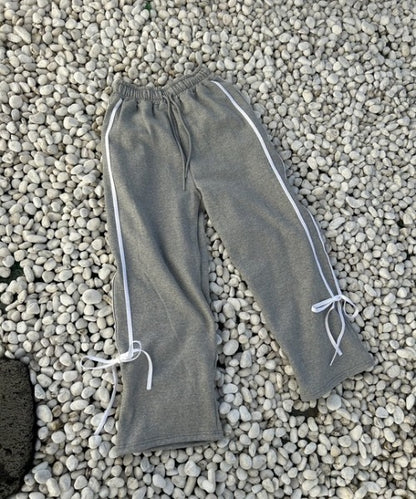 ipugo/イプゴ 裏起毛サイドテープリボンスウェットパンツ