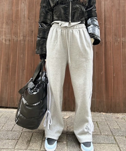 ipugo/イプゴ 裏起毛サイドテープリボンスウェットパンツ