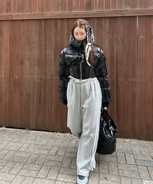 ipugo/イプゴ 裏起毛サイドテープリボンスウェットパンツ