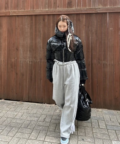 ipugo/イプゴ 裏起毛サイドテープリボンスウェットパンツ