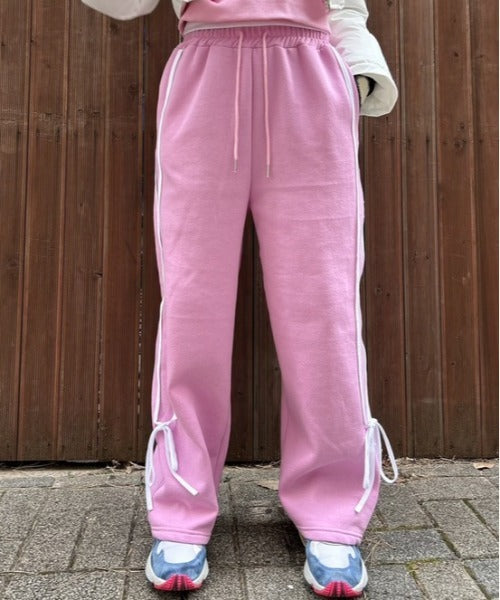 ipugo/イプゴ 裏起毛サイドテープリボンスウェットパンツ