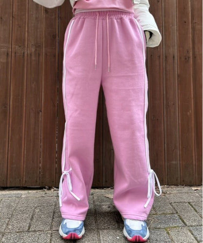 ipugo/イプゴ 裏起毛サイドテープリボンスウェットパンツ