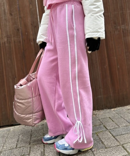 ipugo/イプゴ 裏起毛サイドテープリボンスウェットパンツ