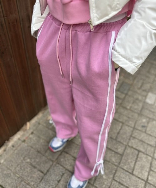 ipugo/イプゴ 裏起毛サイドテープリボンスウェットパンツ
