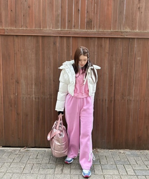 ipugo/イプゴ 裏起毛サイドテープリボンスウェットパンツ