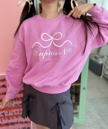 リボン刺繍オーバーサイズスウェット