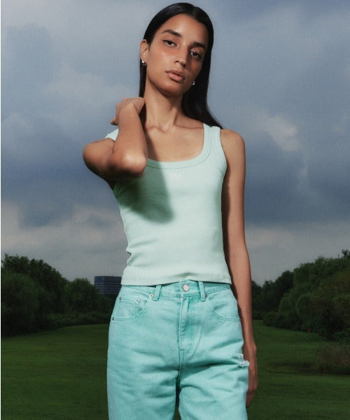 Square-Neck Rib Tank Top