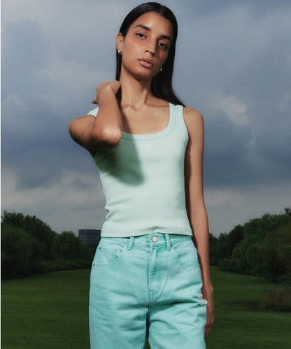 Square-Neck Rib Tank Top