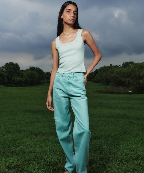 Square-Neck Rib Tank Top