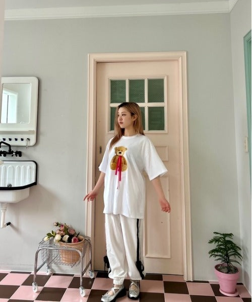 リボン付き ベア ビッグＴシャツ