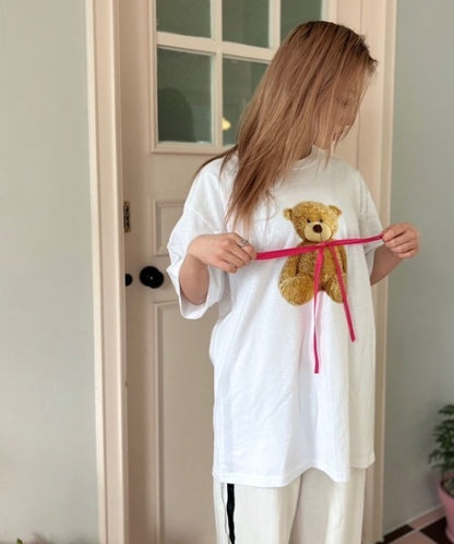 リボン付き ベア ビッグＴシャツ