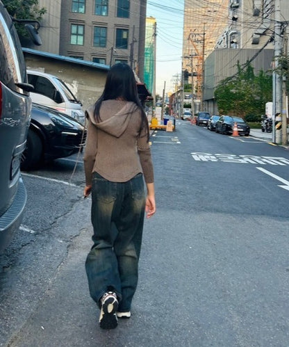 ニットフードパーカー