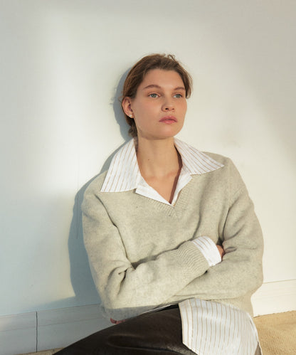 V-neck Superfine Merino Wool Sweater
