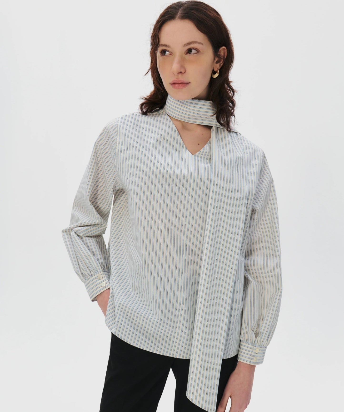 Back Tie Ballon Sleeves Blouse