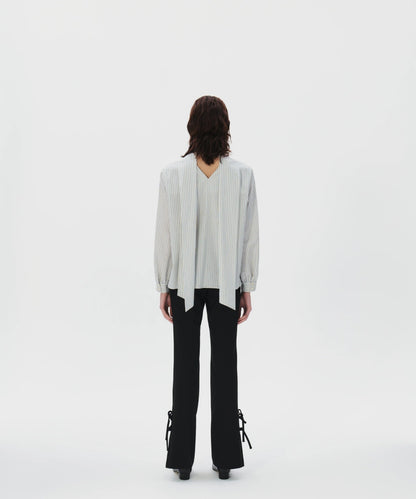 Back Tie Ballon Sleeves Blouse