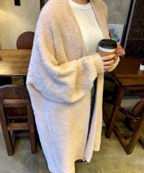 シャギーロングニットコート