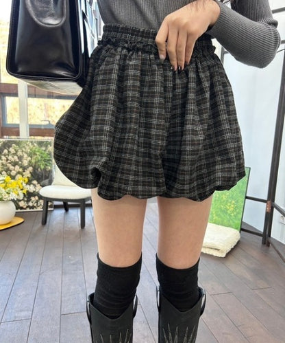 チェック柄 バルーンショートパンツ