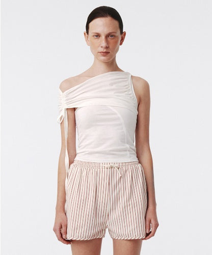 Shirring One Shoulder Top