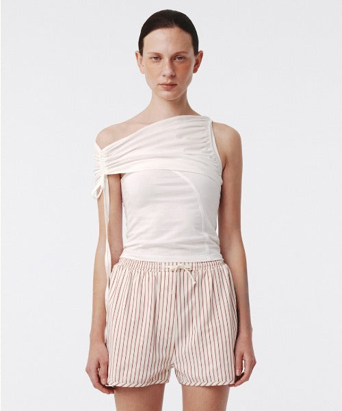 Shirring One Shoulder Top