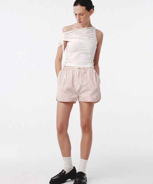 Shirring One Shoulder Top