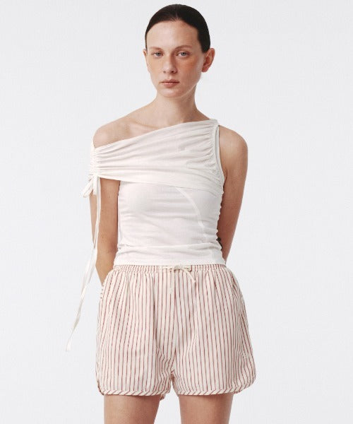 Shirring One Shoulder Top