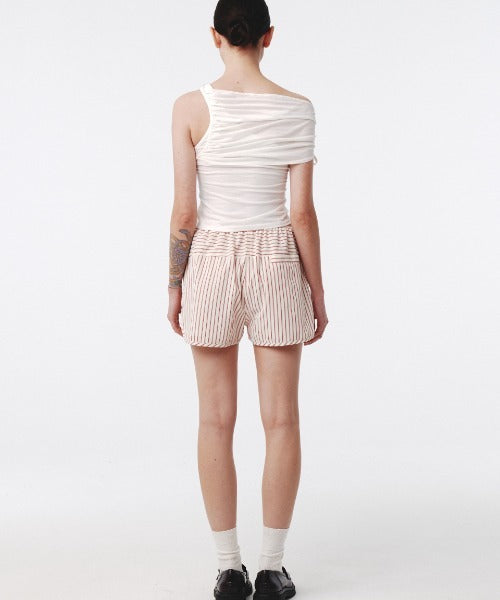 Shirring One Shoulder Top