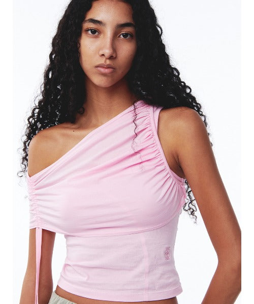 Shirring One Shoulder Top