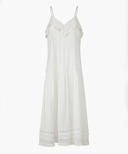 Pleated Ruffle Sleeveless Long Dress