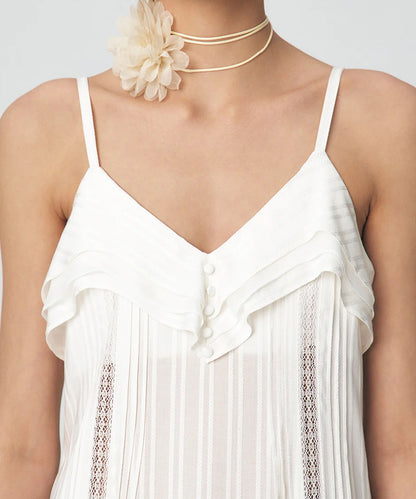Pleated Ruffle Sleeveless Long Dress