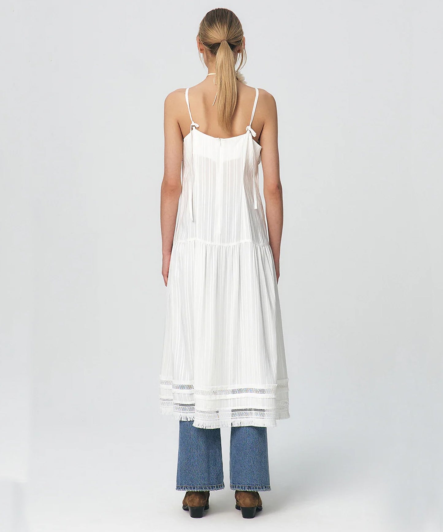 Pleated Ruffle Sleeveless Long Dress
