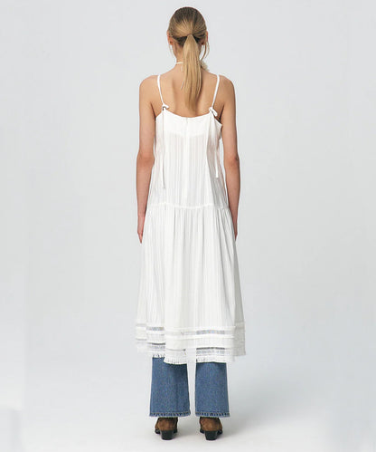 Pleated Ruffle Sleeveless Long Dress