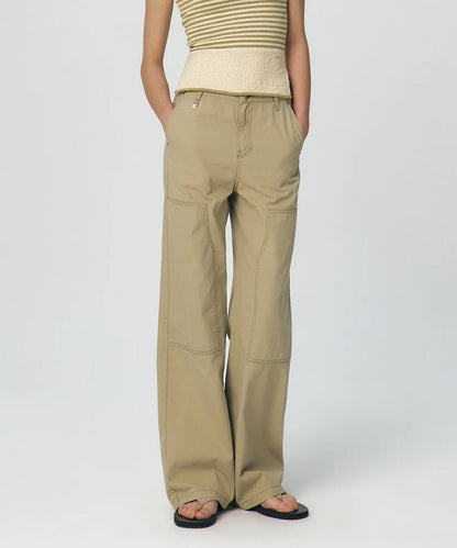 Semi Wide Cargo Work Denim Pants