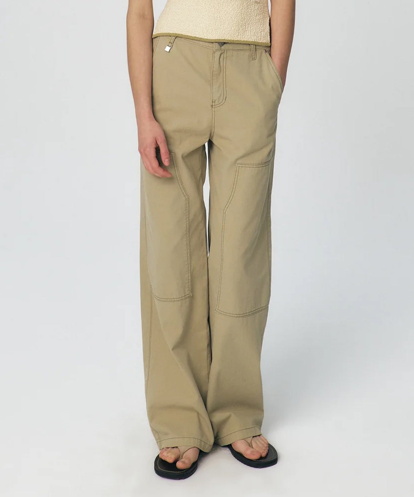 Semi Wide Cargo Work Denim Pants