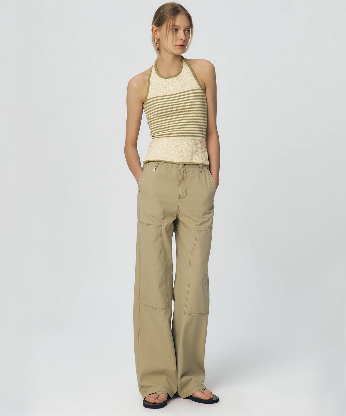 Semi Wide Cargo Work Denim Pants