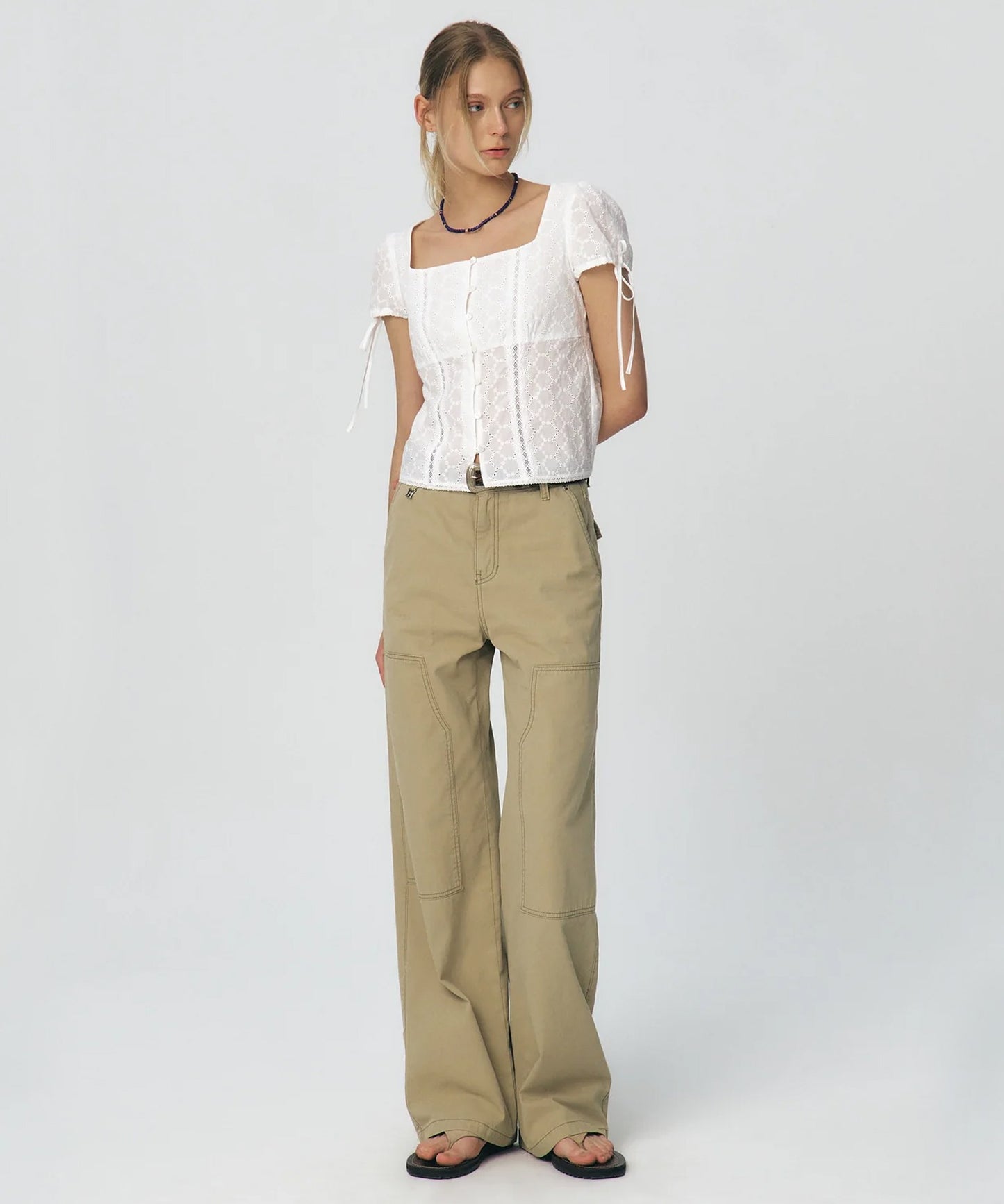 Semi Wide Cargo Work Denim Pants
