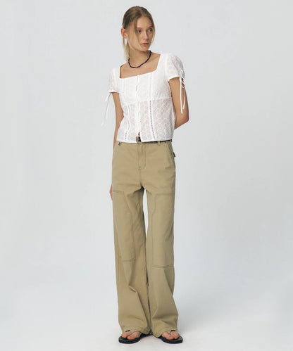 Semi Wide Cargo Work Denim Pants