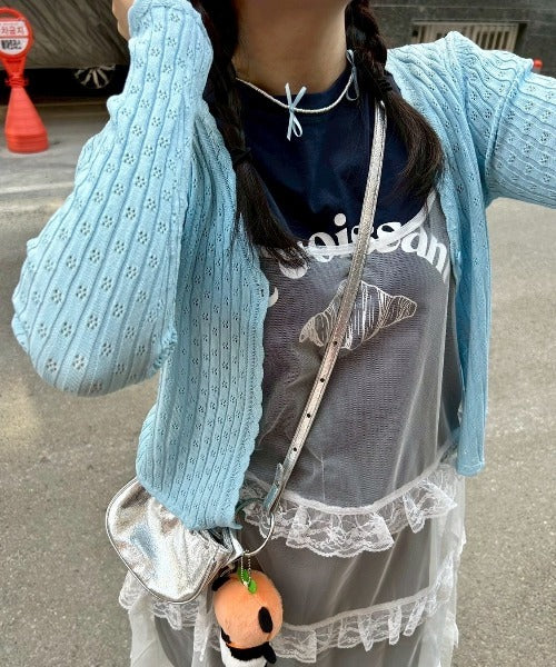 パンチングSSニットカーディガン