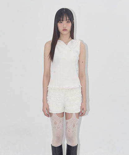 FANCY CLUB/ファンシークラブ BIRD COWL SLEEVELESS フードトップス