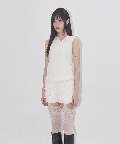 FANCY CLUB/ファンシークラブ BIRD COWL SLEEVELESS フードトップス